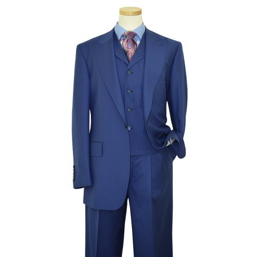 Steven Land Solid Cobalt Blue With Blue Handpick Stitching Super 150's Wool Suit SL1501